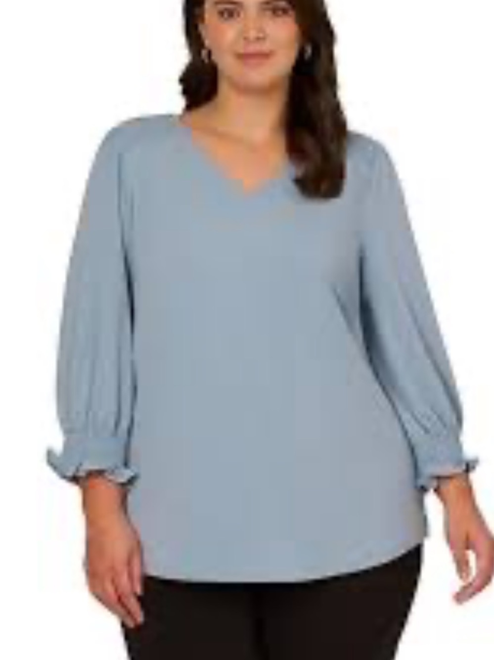 Adrianna papell blue  smocked sleeve top 1X